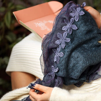 Floral And Knit Lace Scarf, 5 of 6