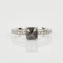 0.70ct Emerald Cut Dark Grey Diamond Engagement Ring, thumbnail 3 of 6