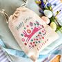Personalised Girls Easter Gift Bag With Seeds: Pink Scandi Folk Rabbit, thumbnail 1 of 5