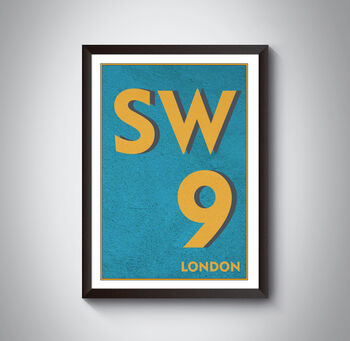 Sw9 Stockwell, London Postcode Typography Print, 5 of 8