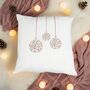 White Contemporary Christmas Bauble Cushion, thumbnail 3 of 6