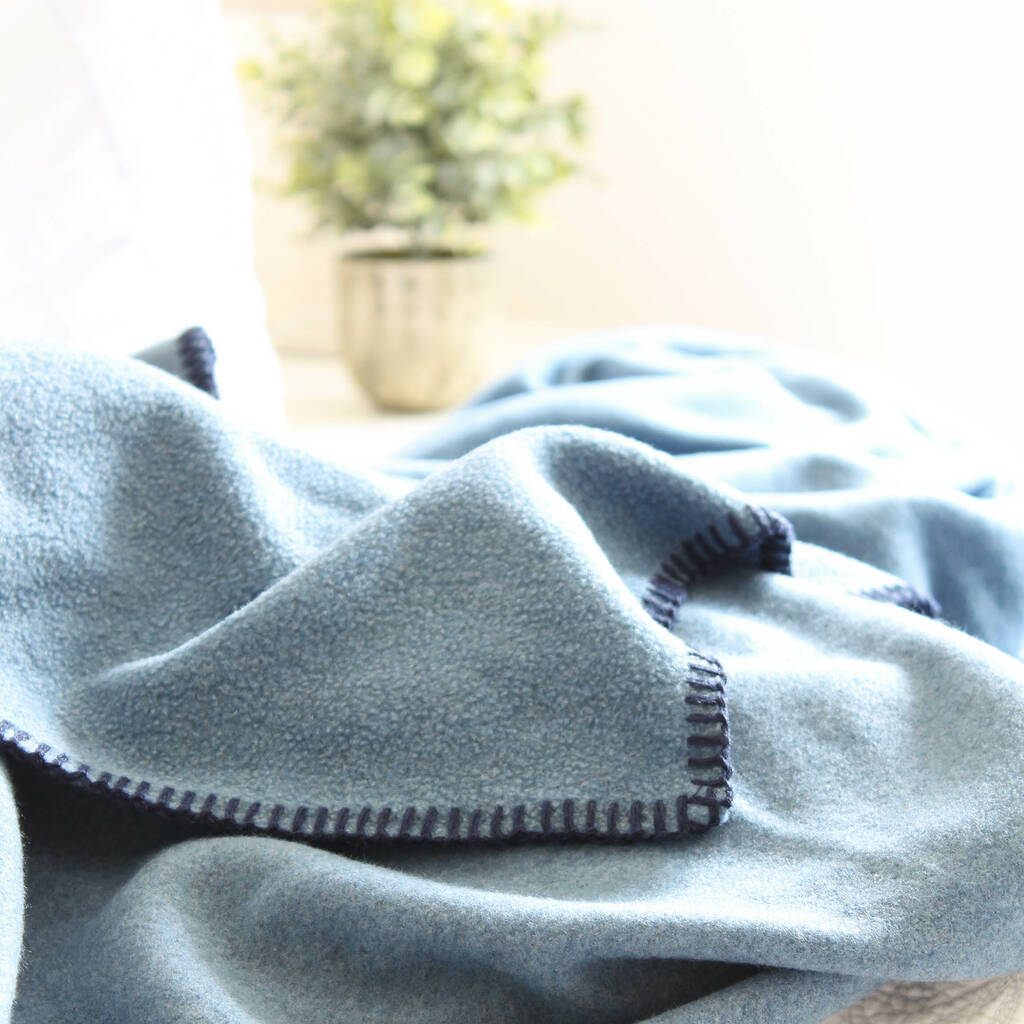 personalised blue fleece blanket by marquis & dawe