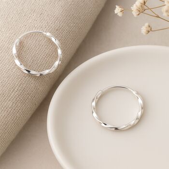 Sterling Silver Small Twisted Sleeper Hoop Earrings – 13mm, 4 of 12