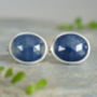22ct Blue Sapphire Cufflinks In Sterling Silver, thumbnail 1 of 2