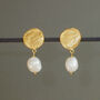 Pearl Drop Earrings With Disc Fitting, thumbnail 1 of 3