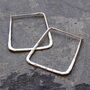Sterling Silver Hammered Square Hoop Earrings, thumbnail 5 of 6
