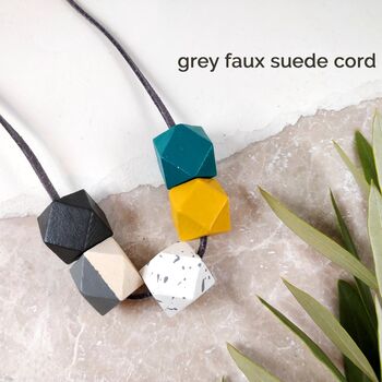 Mustard, Granite, Teal And Grey Geometric Necklace, 5 of 8