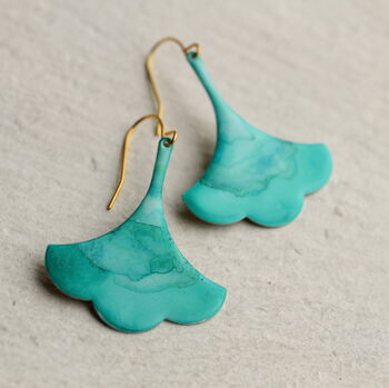 Verdigris Turquoise Art Nouveau Earrings, 2 of 7