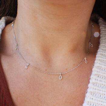 Leaf Petal Chain Necklace 9ct Gold Or Sterling Silver, 2 of 5
