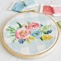 Gingham Floral Bouquet Embroidery Kit, thumbnail 1 of 5