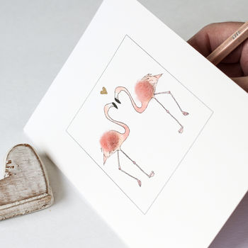 Flamingos In Love Greeting Card, 3 of 5