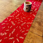Red And Gold Chiffon Holly Leaves Christmas Table Runner 28cm X 3m, thumbnail 1 of 4