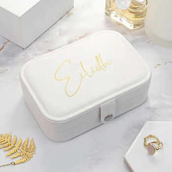 Personalised White Glitter Jewelry Box, 2 of 2