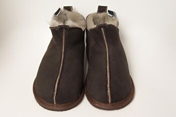 100% Natural Sheepskin Slippers Hard Sole In Brown, 5 of 6
