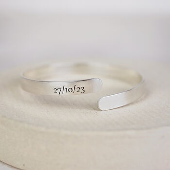 Sterling Silver Engraved Christening Bangle, 3 of 4