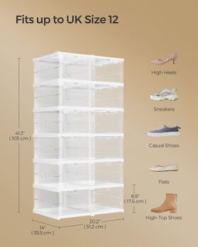 Pack Of Twelve Shoe Boxes Foldable Stackable Organiser, 2 of 5