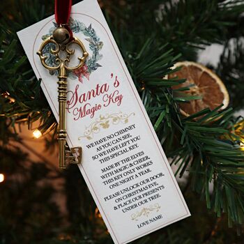 Santa Claus Magic Key Personalised Christmas Eve Box Tree Decoration Hanging Ornament, 4 of 9