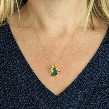'The Trio' Emerald Gold Plated Necklace, 5 of 11