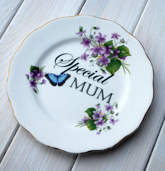 'Special Mum' Upcycled Vintage China Cake Plate, 4 of 5