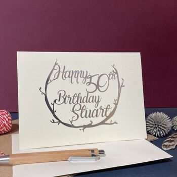 Personalised 50th Silver Papercut Birthday Card, 2 of 10