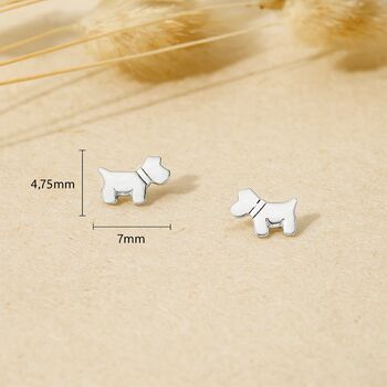 Sterling Silver Westie Scotty Dog Stud Earrings, 6 of 9