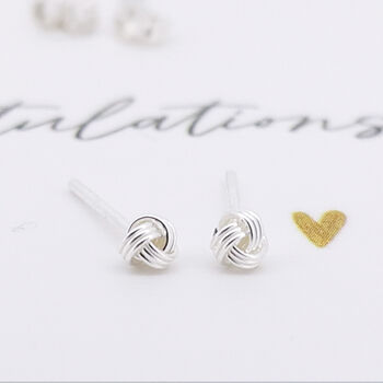 Micro Sterling Silver Love Knot Stud Earrings, 3 of 5