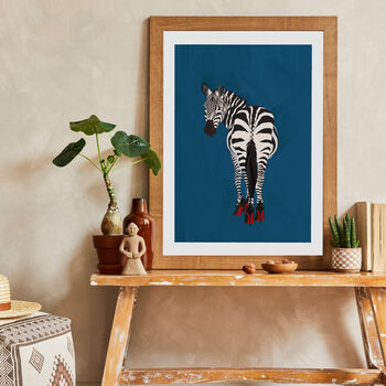 Custom Personalised Zebra Wearing Heels Art Print, 10 of 12