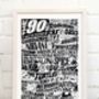 The Nineties 1990’s Decade Typography Print, thumbnail 8 of 11
