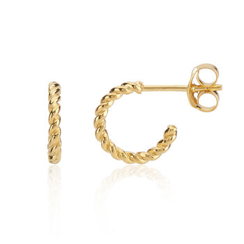 Alhambra Micro Twisted Gold Plated Hoop Earrings, 3 of 4