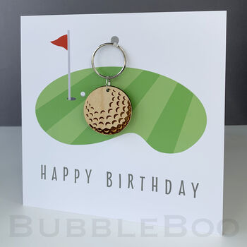 Personalised Golfers Keepsake Keyring Birthday Card, 5 of 8