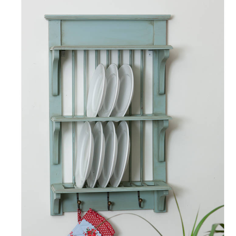 wooden painted plate rack wall unit by the orchard 
