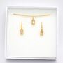 Gold Plated Clear Cubic Zirconia Rectangle Earring And Necklace Set, thumbnail 1 of 9