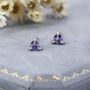 Sterling Silver Tiny Trillion Cut Amethyst Purple Cz Stud Earrings, thumbnail 1 of 11