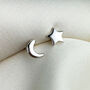 Sterling Silver Tiny Moon And Star Stud Earrings, thumbnail 1 of 7