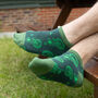 Organic Black And Paisley Green Men's Trainer Socks, thumbnail 7 of 7