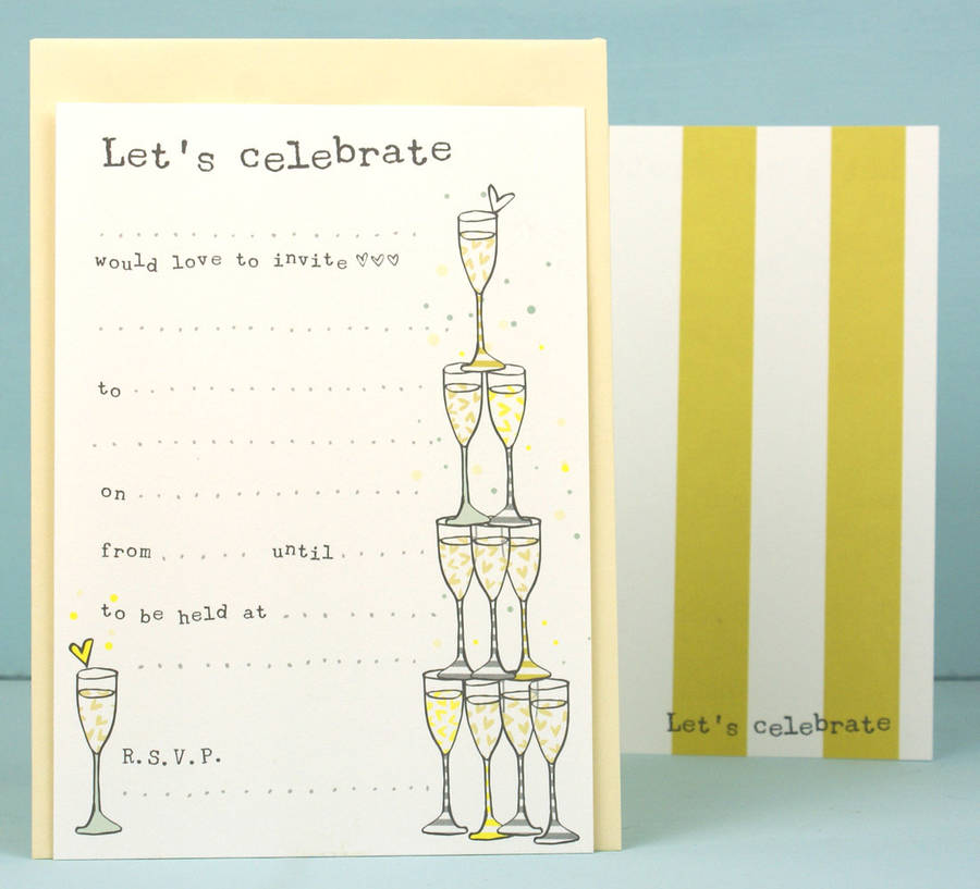 party celebration invitations pack of eight celebration invite