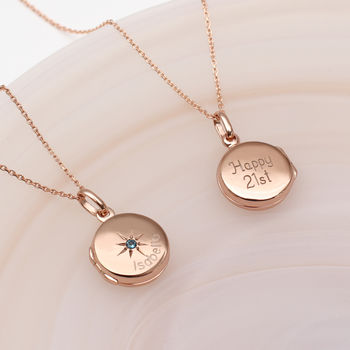 Personalised 18ct Rose Gold Plated Birthstone Locket, 2 of 6