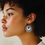 White And Black Stripey Circular Earrings, thumbnail 2 of 6
