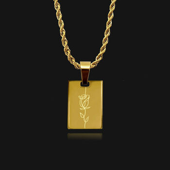 Rose Tag Pendant Twist Chain Necklace, 18k Gold Plated, 2 of 7