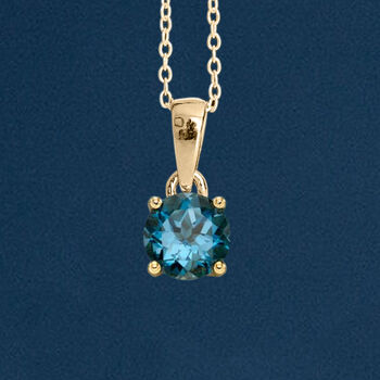 9ct Yellow Gold December Blue Topaz Birthstone Necklace, 2 of 12