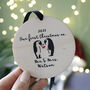Penguin First Married Mr And Mrs Wooden Tree Decoration, thumbnail 7 of 8