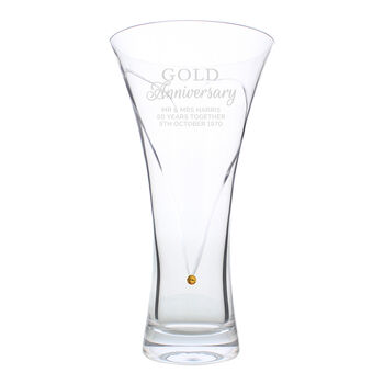 Personalised Gold Anniversary Swarovski Heart Vase, 3 of 3