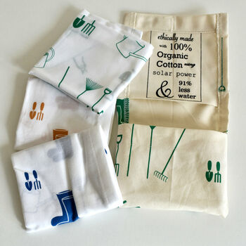 Organic Cotton Hankies Set Of Three In A Fabric Bag, 4 of 12