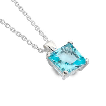 Large Square Sky Blue Pendant Necklace, 2 of 4