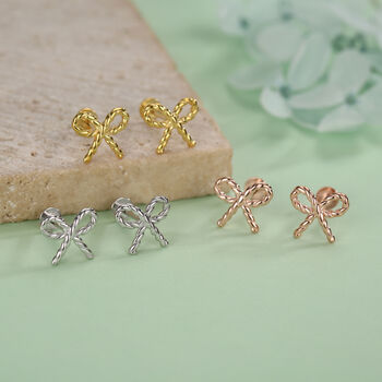 Sterling Silver Bow Stud Earrings 16 G Flat Back Labret, 3 of 10