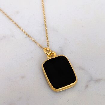 'The Rectangle' Black Onyx Gold Plated Necklace, 6 of 9