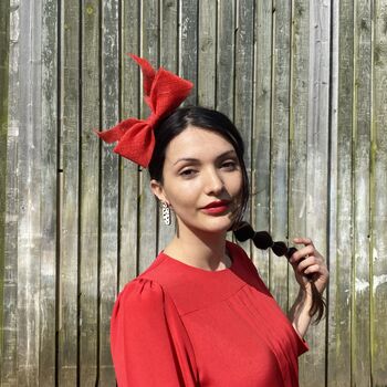 Sculptural Ivory Bow Fascinator 'Ava', 3 of 9