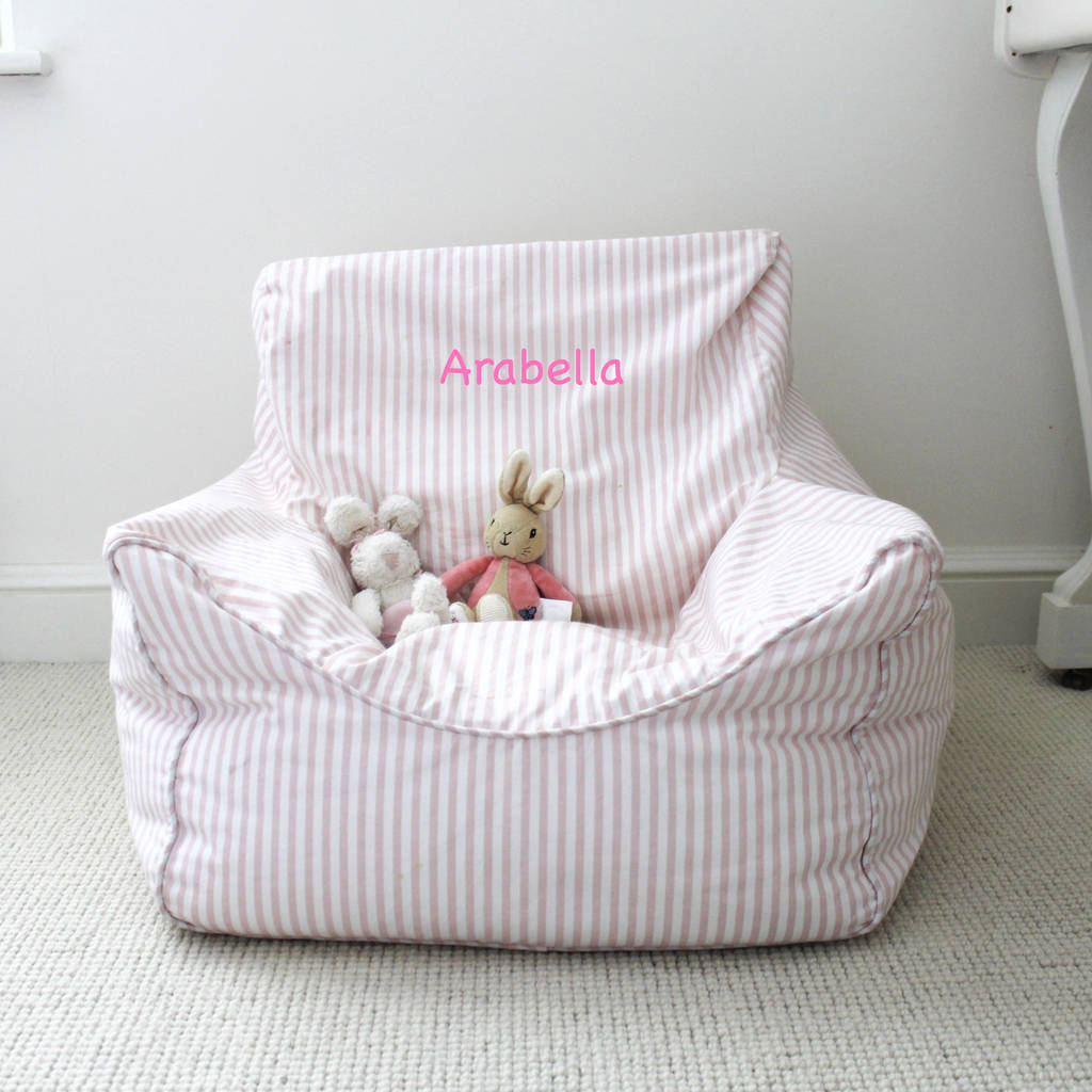 personalised childs pink bean bag chair by lime tree