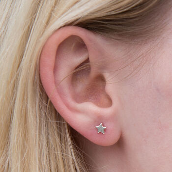 Tiny Solid 9ct Gold Moon And Star Studs, 4 of 5
