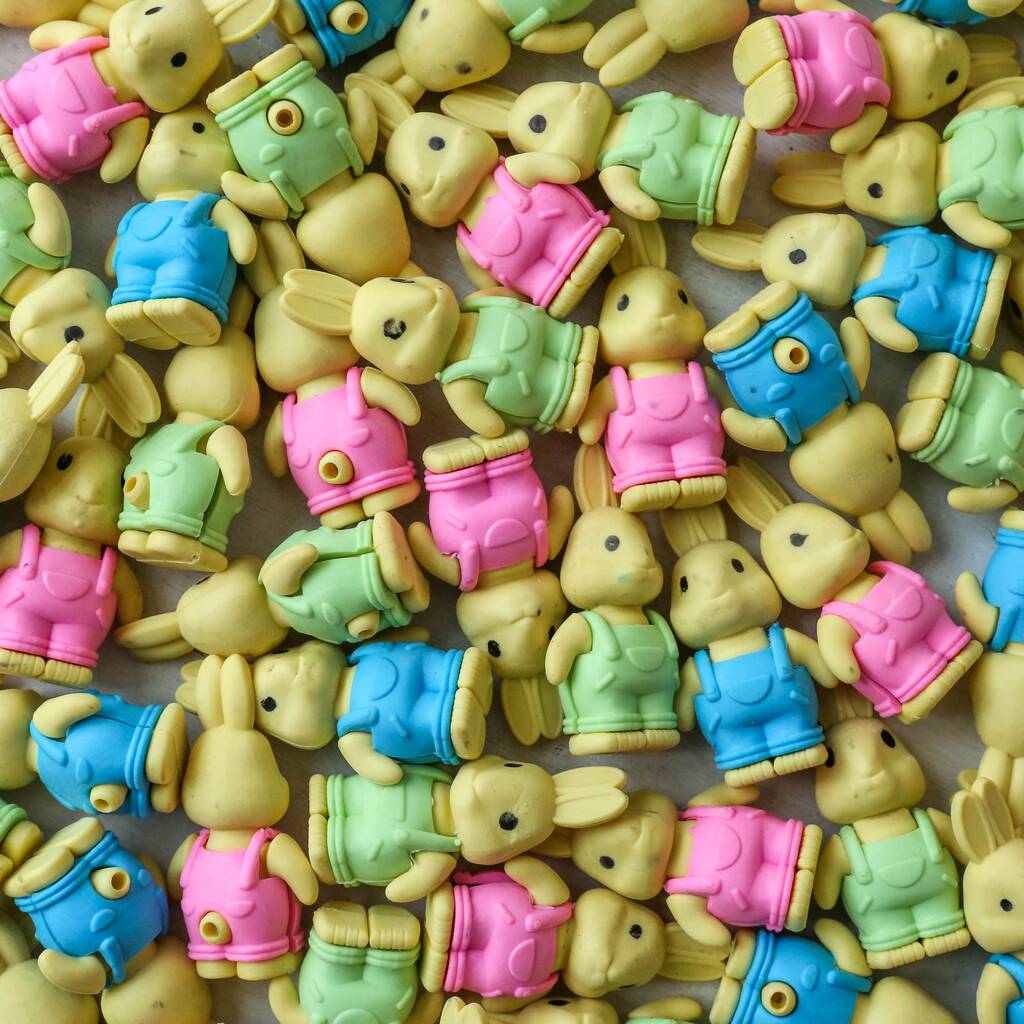 Three Novelty Easter Bunny Erasers By Berylune